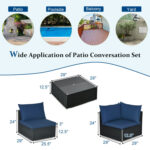 7 Pieces Sectional Wicker Furniture Sofa Set with Tempered Glass Top Coffee Table - Image 4