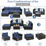5 Pieces Patio Rattan Sectional Furniture Set with Cushions and Coffee Table - Image 5