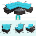 6 Piece Wicker Patio Sectional Sofa Set with Tempered Glass Coffee Table - Image 5