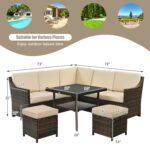 6 Pieces Patio Rattan Dining Sofa Funiture Set - Image 5