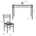 5 Pieces Dining Set with Tempered Glass Top Table and 4 Upholstered Chairs - Image 5
