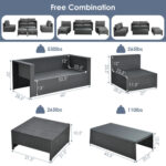 6 Pieces Patio Rattan Furniture Set with Glass Table and Cushioned Seat - Image 5