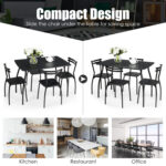 5 Pieces Dining Table Set with 4 Chairs and Backrests - Image 2