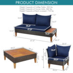 4 Pieces Patio Cushioned Rattan Furniture Set with Wooden Side Table - Image 4