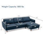 L-Shaped Fabric Sectional Sofa with Chaise Lounge and Solid Wood Legs - Image 5