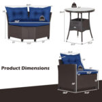 4 Pieces Patio Rattan Furniture Set Cushioned Sofa Glass Table - Image 4