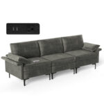 Large 3-Seat Sofa Sectional with Metal Legs and 2 USB Ports for 3-4 people - Image 3