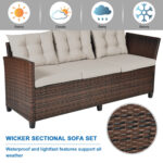 3 Pieces Hand-Woven Rattan Outdoor Sofa Set with Dining Table - Image 11