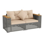 2-Piece Patio Corner Sofa Set with Thick Cushions