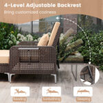 2 Piece Patio Rattan Daybed Wicker Loveseat and Ottoman with Adjustable Backrest - Image 8