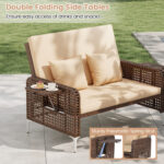 2 Piece Patio Rattan Daybed Wicker Loveseat and Ottoman with Adjustable Backrest - Image 11