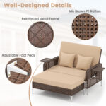 2 Piece Patio Rattan Daybed Wicker Loveseat and Ottoman with Adjustable Backrest - Image 10