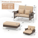2 Piece Patio Rattan Daybed Wicker Loveseat and Ottoman with Adjustable Backrest - Image 5