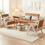 2 Pieces Living Room Furniture Set with Rubber Wood Frame - Image 3