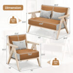 2 Pieces Living Room Furniture Set with Rubber Wood Frame - Image 4