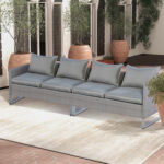 2 Pieces Patio Furniture Sofa Set with Cushions and Sofa Clips - Image 3
