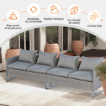 2 Pieces Patio Furniture Sofa Set with Cushions and Sofa Clips - Image 9