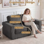 2-Seater Floor Couch Loveseat Foam Sofa with Removable Corduroy Cover - Image 8