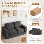 2-Seater Floor Couch Loveseat Foam Sofa with Removable Corduroy Cover - Image 9