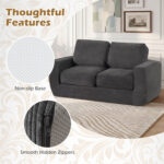 2-Seater Floor Couch Loveseat Foam Sofa with Removable Corduroy Cover - Image 10