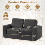 2-Seater Floor Couch Loveseat Foam Sofa with Removable Corduroy Cover - Image 5