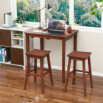 3-Piece Bar Table Set with Pub Table and 2 Saddle Stools - Image 3