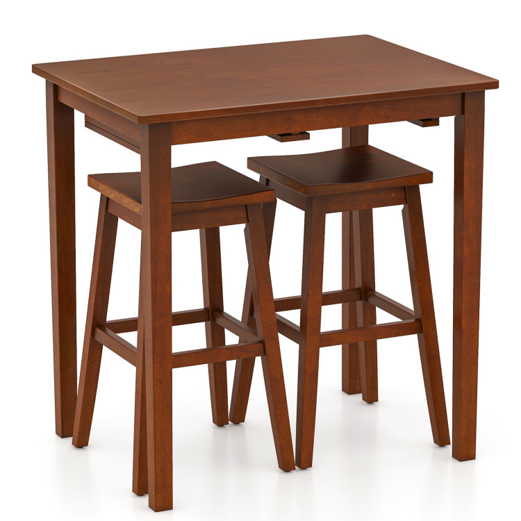 3-Piece_Bar_Table_Set-3-1.jpg 3-Piece Bar Table Set with Pub Table and 2 Saddle Stools - Image 1