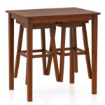 3-Piece Bar Table Set with Pub Table and 2 Saddle Stools - Image 4