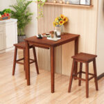 3-Piece Bar Table Set with Pub Table and 2 Saddle Stools - Image 6