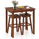 3-Piece Bar Table Set with Pub Table and 2 Saddle Stools - Image 7