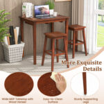 3-Piece Bar Table Set with Pub Table and 2 Saddle Stools - Image 8