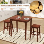 3-Piece Bar Table Set with Pub Table and 2 Saddle Stools - Image 10