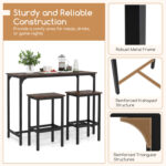 Industrial 3-Piece 47.5" Counter-Height Dining Table and 2 Bar Stools - Image 10