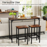 Industrial 3-Piece 47.5" Counter-Height Dining Table and 2 Bar Stools - Image 6