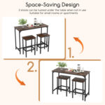 Industrial 3-Piece 47.5" Counter-Height Dining Table and 2 Bar Stools - Image 9