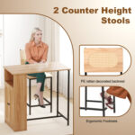 3-Piece Bar Table and Chairs Set with Storage Shelves and Footrests - Image 9