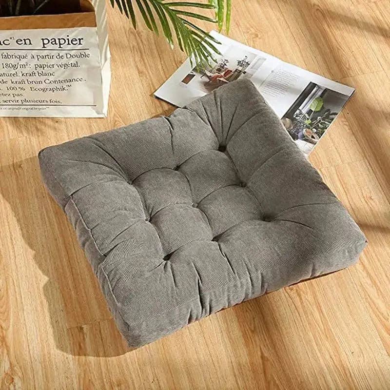 Tufted dark brown corduroy floor seat cushion living room yoga mat