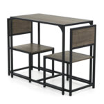 3 Pieces Dining Set Compact Table and 2 Chair with Metal Frame for Small Space - Image 4