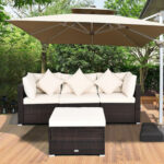 4 Pieces Patio Rattan Furniture Set with Removable Cushions and Pillows - Image 3