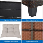 3 Pieces Hand-Woven Rattan Outdoor Sofa Set with Dining Table - Image 13