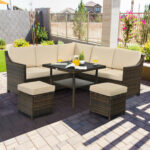6 Pieces Patio Rattan Dining Sofa Funiture Set - Image 8