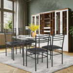 5 Pieces Dining Set with Tempered Glass Top Table and 4 Upholstered Chairs - Image 10