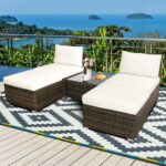 5 Pieces Wicker Lounge Chair Set with Washable Zippered Cushions - Image 2