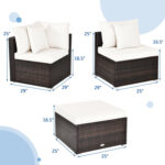 4 Pieces Patio Rattan Furniture Set with Removable Cushions and Pillows - Image 5