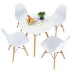 5 Pieces Dining Table Set With Solid Wood Leg - Image 7