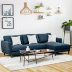 L-Shaped Fabric Sectional Sofa with Chaise Lounge and Solid Wood Legs - Image 2