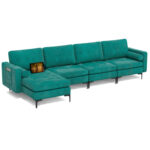 Modular L-shaped 4-Seat Sectional Sofa with Reversible Chaise and 2 USB Socket - Image 4