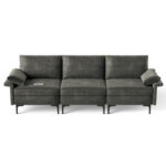 Large 3-Seat Sofa Sectional with Metal Legs and 2 USB Ports for 3-4 people