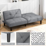 Convertible Folding Futon Sofa Bed with 6-Position Adjustable Backrest - Image 9