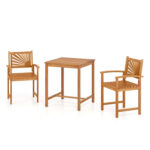 3-Piece Acacia Wood Patio Dining Set with Slatted Surface and Hollow Back - Image 3